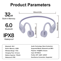 Nouveaux écouteurs sportifs à conduction osseuse en silicone avec tour de cou, étanches IPX8 pour la natation, casques BT6.0 sans fil
