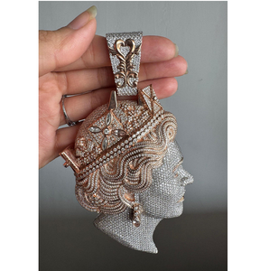 Collar con Colgante de Moneda de la Reina Isabel de Doble Cara, Moissanita VVS, Plata de Ley 925, Chapado en Oro Rosa, Joyería de Regalo - Product Image 6