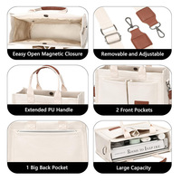 Sac fourre-tout en toile personnalisé pour femme avec poches, sac à bandoulière pour ordinateur portable, sac à main quotidien, sac à bandoulière polyvalent