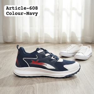 Chaussures de sport respirantes en caoutchouc bleu marine, légères, antidérapantes, avec embout en acier pour la sécurité, idéales pour l'intérieur - Product Image 4