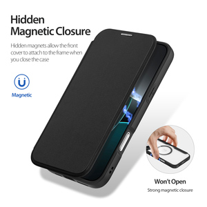Funda magnética para teléfono compatible con iPhone 16/16 Pro/16 Pro Max, con ranuras para tarjetas, tipo flip, transparente y con cobertura total. - Product Image 3