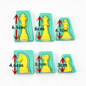 Chess <b>Silicone</b> Mold Set 8Pcs Fondant Cake <b>Baking</b> Chocolate DIY Epoxy Molding Tools Green Pink Gray White - Product Image 4