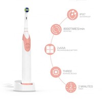 Venta al por mayor de cepillo de dientes rotativo alimentado por batería DuPont cerdas suaves 2 minutos temporizador inteligente IPX5 cepillo de dientes eléctrico impermeable