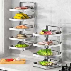Étagère de cuisine pliable en acier inoxydable à 5 niveaux, organisateur de rangement mural multi-couches pour aliments, étagère de préparation pour comptoir - Product Image 2