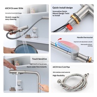Robinet de cuisine moderne et minimaliste Super Factory avec purificateur d'eau, en céramique et acier inoxydable, extractible, double fonction eau chaude et froide