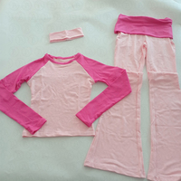 Custom Logo 2-delige set Y2K dameskleding ribkatoenen longsleeve t-shirt met opvouwbare broek dames loungewear set