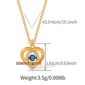 Collana con Ciondolo a Cuore Placcato Oro 18K per Donne, Collana con Zircone Blu, Gioiello Romantico Delicato per Uso Quotidiano e Regalo - Product Image 6
