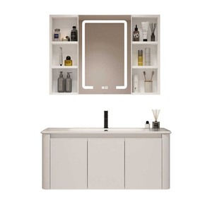 Simplified white bathroom cabinet smart <b>mirror</b> cabinet white countertop washbasin hanging cabinet body - Product Image 5