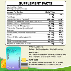 Tiras Orales Multivitamínicas con Sabor a Mango OEM/ODM para Adultos - Control Natural de la Energía, Apoyo a la Salud Intestinal, Veganas, Sin Gluten - Product Image 6