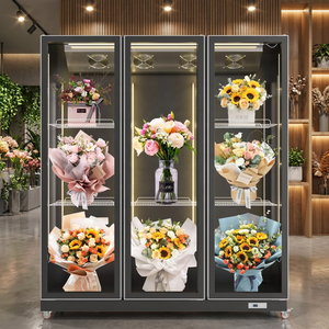 Réfrigérateur professionnel à affichage LED lumineux et vitrine réfrigérée pour fleurs avec verre transparent - Product Image 4