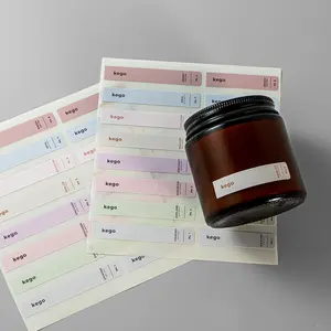 Hot Sale Linen Textured Sticker Labels Custom Luxury Logo Design Printed Candle Jar Sticker Label Waterproof