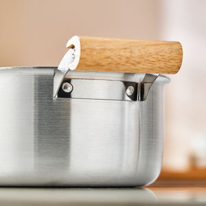 Marmite en aluminium pur avec deux poignées en bois, couvercle en verre, compatible gaz et induction, design moderne, conduction de chaleur rapide - Product Image 5