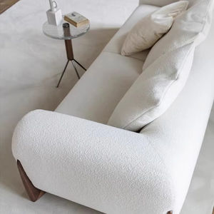 Nordique Teddy <span class=keywords><strong>causeuse</strong></span> luxe jambe en bois sectionnel canapé ensemble canapé salon meubles de maison moderne Sherpa Boucle tissu canapés - Product Image 4