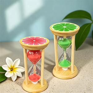 Minuteur créatif en forme de fruit en bambou <span class=keywords><strong>pour</strong></span> la gestion du temps des enfants, horloge à sable colorée, décoration de bureau à domicile, cadeau créatif <span class=keywords><strong>pour</strong></span> enfants - Product Image 5