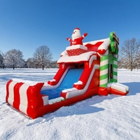 Château gonflable professionnel de Noël en PVC, nouveau design, grand toboggan combiné, château gonflable avec toboggan pour enfants