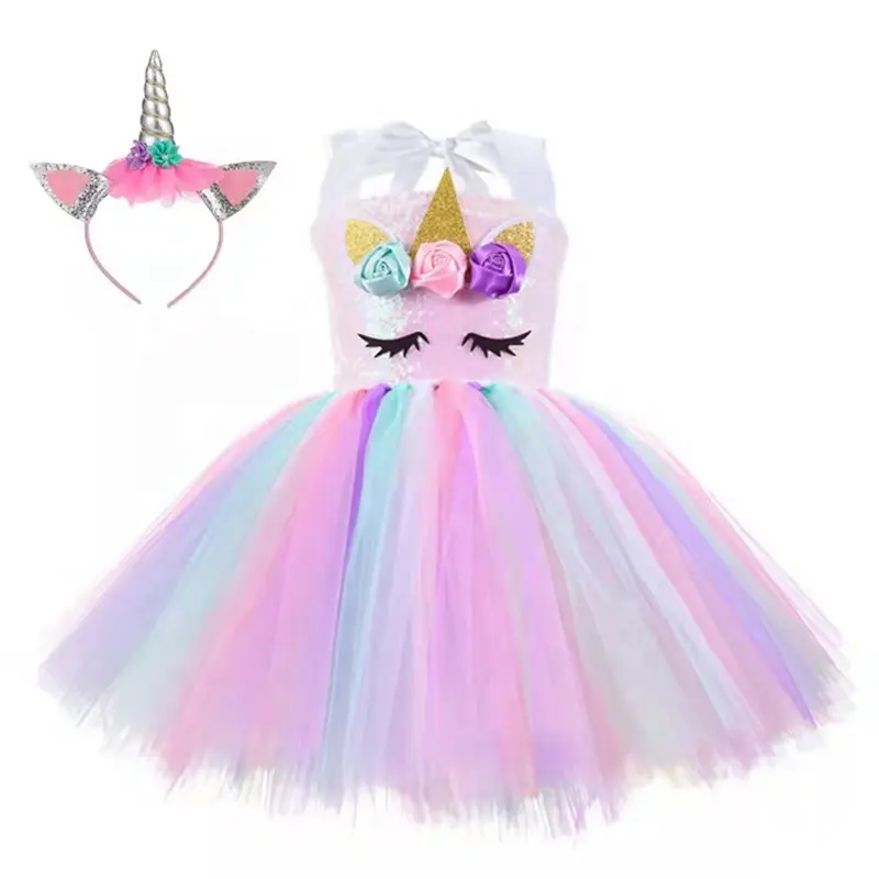 Teenage Clothing Gown Vestidos De Unicornio Nina Princess Kids Sequin Dress Girls Birthday Dresses for Girls lil Unicorn Dresses