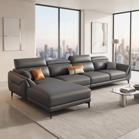 Sofá Seccional en Forma de L de Piel Sintética Reclinable Moderno KMJ para Sala de Estar, Apartamento, Villa, Muebles para Sala de Estar
