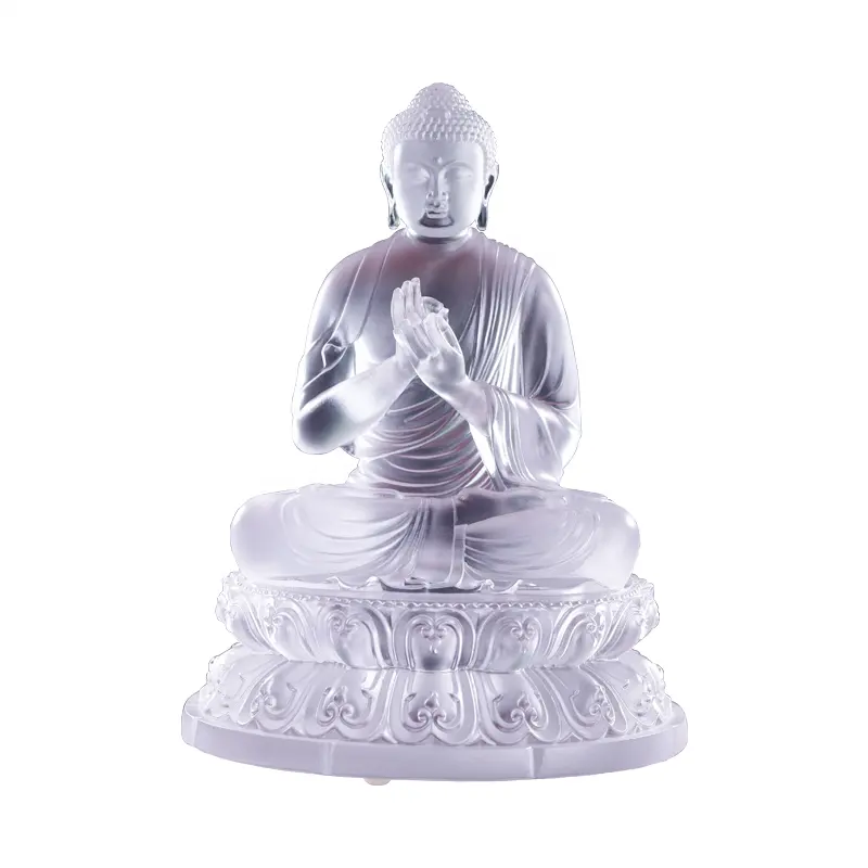 Hochwertige klare Kristall-Skulpturen Glas Buddha Feng Shui Buddha-Statue Handwerk Geschenk für Heimdekoration Figurine