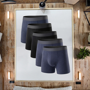 Calzoncillos bóxer de algodón y elastano para hombre, de tiro medio, transpirables, de punto, teñido liso, con estampado personalizado, ecológicos, tallas europeas, venta al por mayor - Product Image 3