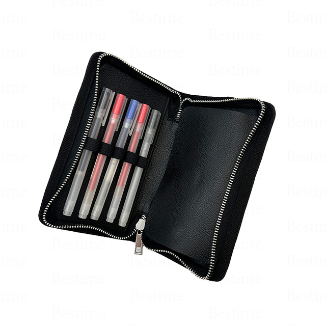 Premium Leather Pencil Case with Zipper - Elegant Office Organizer for Pens, Multiple Colors Durable Pencil Holder