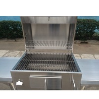 Barbecue au charbon de bois en acier inoxydable 304 pour extérieur, jardin, patio, restaurant commercial et traiteur, avec fumoir à cheminée