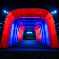 Tunnel d'entrée gonflable géant personnalisé rouge et bleu, étanche, durable, avec ventilateur intégré pour festivals, fêtes et événements