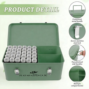 Contenitore per Semi da Giardino Resistente, Scatola in Metallo Verde Rustico per Conservazione Semi, Organizzatore Ermetico con Manico per Semi di Verdure ed Erbe - Product Image 3