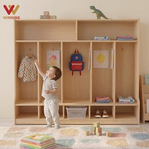 Casilleros de Madera para Guardería y Jardín de Infancia, Muebles Montessori para Niños, Almacenamiento de <span class=keywords><strong>Ropa</strong></span>, Mochilas Escolares, Cubículos para Habitación Infantil, Guardería y Preescolar - Product Image 1