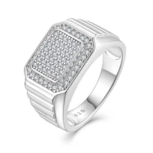 Anelli di diamanti Moissanite Hip Hop Fine Jewelry anelli di gioielli di moda in argento Sterling 925 per uomo donna
