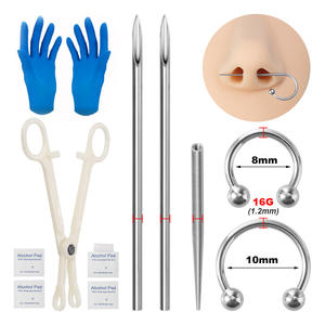 Kit profesional de Piercing para el cuerpo, oreja, labio, lengua, nariz, ombligo, conjunto de anillos para pezones, guía de piercing - Product Image 6