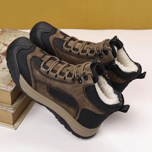 Bottes en cuir véritable élégantes, durables et de haute qualité, doublées de laine, épaisses, antidérapantes, décontractées - Product Image 5