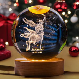 Vente en gros Veilleuses Petits objets de décoration Lion Vierge Balance Scorpion <span class=keywords><strong>Sagittaire</strong></span> Capricorne 12 Constellation Boule de cristal - Product Image 5