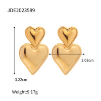 Boucles d'oreilles tendance en acier inoxydable pour femmes, forme cœur, cadeau de mariage, fiançailles, fête, bijoux