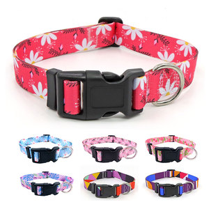 Custom Floral Print Adjustable Dog <b>Collar</b> Polyester Buckle Closure Bohemian Folk Style Pet <b>Collar</b> for Small Dogs All Seasons - Product Image 3
