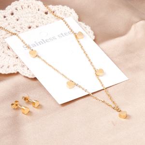 Parures de bijoux tendance en cristal coloré en forme de cœur, parures de bijoux plaquées or, parures de bijoux en acier inoxydable pour femmes - Product Image 3