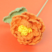 Bunte Handgemachte Gehäkelte Pfingstrosen Gestrickte Garn-Kunstblumen Heimdekoration Chinesisches Neujahrsgeschenk