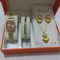 5 Buah Jam Tangan Kuarsa Berlian Imitasi Persegi Panjang Elegan Wanita Set Perhiasan Jam Tangan Wanita Modis Hadiah Jam Anak Perempuan Reloj Mujer