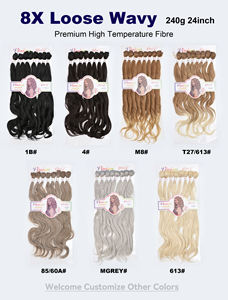 <span class=keywords><strong>Cheveux</strong></span> synthétiques ondulés de qualité supérieure, longs et lâches, 24 pouces, à coudre, trame de <span class=keywords><strong>cheveux</strong></span>, paquet d'extensions de <span class=keywords><strong>cheveux</strong></span>, lot en stock - Product Image 2