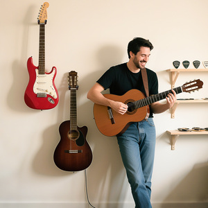 Soporte de Guitarra Ecológico MUSO, Gancho para Colgar, Nuevo Diseño de Dos Niveles, Organizador de Accesorios para Instrumentos, Soporte de Pared de Madera - Product Image 6