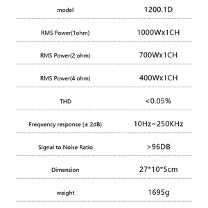 Amplificateur de <span class=keywords><strong>voiture</strong></span> <span class=keywords><strong>1000W</strong></span> RMS, mini amplificateur de puissance de classe D monobloc pour haut-parleurs de <span class=keywords><strong>voiture</strong></span>, amplificateur de puissance pour caisson de basses 1 canal - Product Image 4