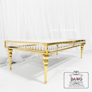 New Design Gold Stainless Steel Crystal Decoration Rectangular Wedding <strong>Birthday</strong> <strong>Tables</strong> for Decorative Party Used - Product Image 2