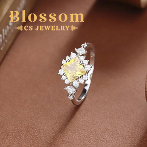Anillo de Plata 925 con Circonita Marquise Color Champán, Diseño de Corona, Exquisito y Elegante para Mujer, de <span class=keywords><strong>la</strong></span> Fábrica de Joyería Blossom CS - Product Image 1