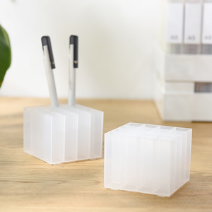 Pen Holder Square Frosted Plastic 16 Compartment Desktop Organizer For Makeup And Eyebrow Pens - Product Image 2