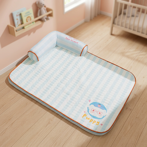 Cama Portátil para Perros y Gatos, Diseño Cuadrado con Puntos, de Poliéster Refrescante para Verano, con Soporte para el Cuello - Product Image 3