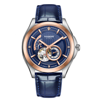 Montre automatique HANBORO pour homme en acier inoxydable MIYOTA, verre saphir, bracelet en cuir, pour affaires, formelle, quotidienne, bureau, haute qualité