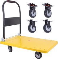 Carretilla de Mano Plegable de Alta Resistencia, Plataforma Plana con Capacidad para 660 Libras, con Ruedas Giratorias para Hogar, Almacén, Garaje