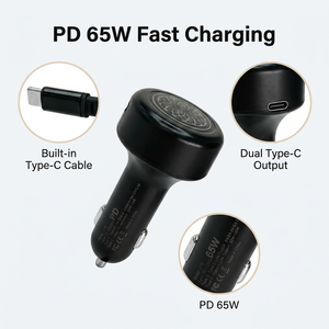 over head byd dc to dc pd 65w car charger portable lisen <b>usb</b> <b>c</b> car charger <b>adapter</b> home fast retractable type <b>c</b> 65w car charger - Product Image 4
