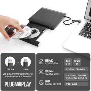2 Trong 1 USB3.0 USB C + USB Một Tốc Độ Cao Bên Ngoài Burner Hỗ Trợ Máy Tính Để Bàn Máy Tính Xách Tay Tất Cả Trong Một Máy Tính DVD Điều Khiển - Product Image 6