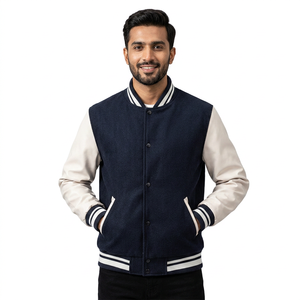 Chaqueta de Invierno para Hombre, Modelo 2024, Más Vendida, Personalizada con Logotipo Bordado Plano, de Alta Calidad, con Cuerpo de Lana y Mangas de Cuero, Estilo Varsity - Product Image 1