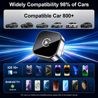 Adaptador Inalámbrico 2 en 1 para CarPlay y Android Auto, Dongle Plug & Play para Autos con Cable, USB-A y USB-C, Reconexión Automática y OTA